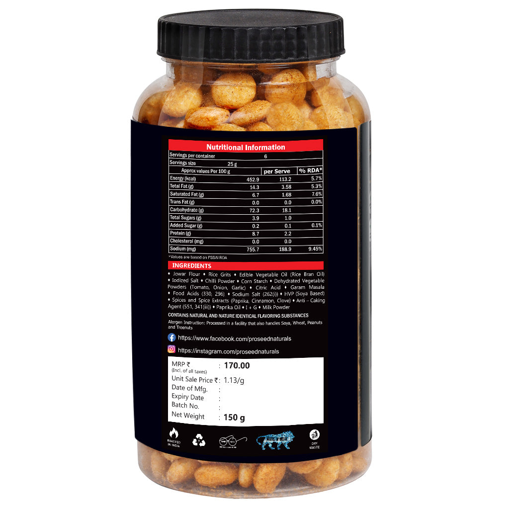 Jowar Puffs Tangy Tomato, 150g Healthy Slow Roasted Tasty Snacks | Millet Snack | 100% Veg | Gluten Free, No added Sugar, No Trans-Fat | Pack of 1